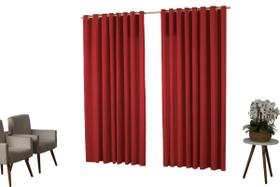 Cortina Oxford 3,00X2,50 Sala Quarto Porta Vermelho - Sofisticada Moda Casa