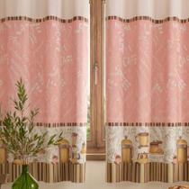 Cortina Oxford Para Cozinha Janela Vitrô 2,00x1,40 Estampada Lisa Com Forro Poliéster Lavável Modern