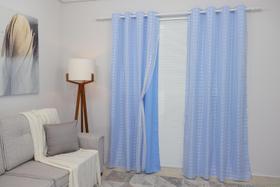 Cortina Oxford ul-Bebê Com Voil Xadrez Sala/Quarto 300X250