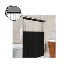 Cortina P/ Box Pvc Impermeável Antimofo 1,38x1,98m Preto