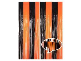 Cortina Painel Fitas Franja Laranja e Preto 1x2m Cortina Painel Fitas Franja Laranja e Preto 1x2m