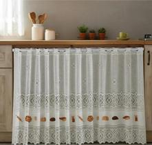 Cortina Para Balcão Pia da Cozinha Renda Creme 200x80cm Tema Panificação Cortina Para Balcão Pia da Cozinha Renda Creme 200x80cm Tema Panificação