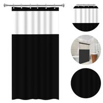 Cortina Para Banheiro Box Em Pvc Antimofo Com Visor Resistente 1,38m x1,98m Preta