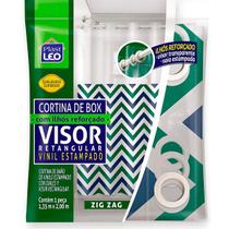 Cortina para Banheiro Box Zig Zag com Ilhós Visor Cristal (1,35x2,00m) Plast Leo