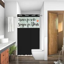 Cortina para Banheiro com Ilhós e Visor Estampado Frases/Emoji 138x198 cm