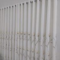 Cortina Para Bastão Voal Bordado Com Forro Microfibra leve Para Varão 5,00x2,50