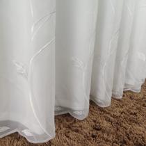 Cortina Para Bastão Voal Bordado Floral Flores Forrada 6,00x2,60 Luxo