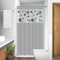 Cortina para Box Banheiro com Visor Birro com Gancho Anti Mofo Resistente Alta Qualidade PVC Várias Cores - Envio Imedia