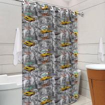 Cortina para Box de Banheiro Estampado com Gancho Mandala Xadrez Nova York Antimofo Antiácaro