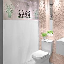 Cortina Para Box De Banheiro Plástico Lisa Impermeável Panda Verde/Branca