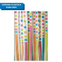 Cortina Para Chuveiro Box Banheiro Impermeável 180x180cm Com Espessura de 0,08 Estampada Bolas Palavras Bolhas