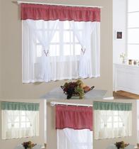 cortina para cozinha 200cm x 150cm moderna curtinas elegante em voal e puxadores