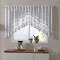 Cortina Para Cozinha Cascata Renda Branca 3,00x1,00m Bule