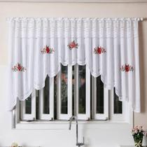 Cortina Para Cozinha Cascata Renda Interlar Flores 300X100Cm Cortina Para Cozinha Cascata Renda Interlar Flores 300X100Cm