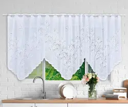 Cortina Para Cozinha Cascata Tulipas de Renda Jacquard Roma