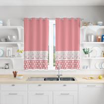 Cortina Para Cozinha Em Tecido Confeitaria Poá Rosa 130x240cm