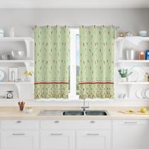 Cortina Para Cozinha Em Tecido Pimentas Poá Verde 130x240cm
