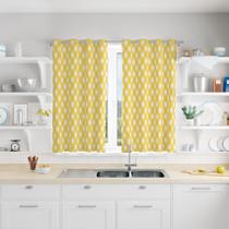 Cortina Para Cozinha Em Tecido Xadrez Amarelo 130x240cm