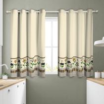 Cortina para cozinha janela 2,20x1,30m com ilhós branco Mimo