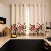 Cortina para cozinha janela 2,20x1,30m com ilhós branco Mimo
