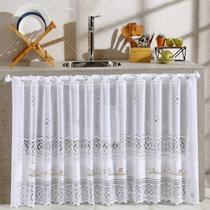 Cortina Para Cozinha Pia Balcão 2,00m x 80cm Corujinhas Renda Branca