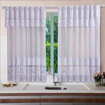 Cortina para Cozinha Renda com Estampa Tulipa 1,30x2,60
