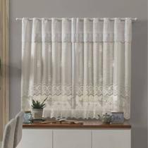 Cortina Para Cozinha Renda Cor Creme 2.20x1.20 Retrô Bule