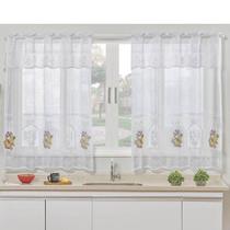 Cortina para Cozinha Renda Flores para Varão Simples 1,20m x 2,50m Cortina para Cozinha Renda Flores para Varão Simples 1,20m x 2,50m