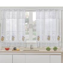 Cortina Para Cozinha Renda Flores Para Varão Simples 1,20m X 2,50m Cortina Para Cozinha Renda Flores Para Varão Simples 1,20m X 2,50m