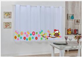 Cortina Para Cozinha Tecido Oxford 2,20 x 1,40 Coruja