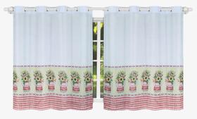 Cortina Para Cozinha Tergal Estampada 3M X 1,20M - Branco 11 Cortina Para Cozinha Tergal Estampada 3M X 1,20M - Branco 11