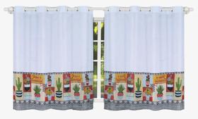 Cortina Para Cozinha Tergal Estampada 3M X 1,20M - Branco 8