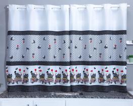 Cortina para Decoração de Cozinha Copa Sala de Jantar Oxford Estampada 2,00m x 1,40m