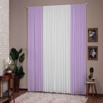 Cortina Para Decoração Sala Quarto 5,00X2,80 Lilas Branco