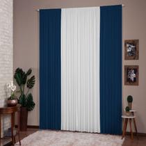 Cortina Para Decoração Sala Quarto 5,00X2,80 Marinho Branco