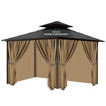 Cortina para gazebo Tngan 3,7 x 3 m impermeável, 4 painéis, marrom Cortina para gazebo Tngan 3,7 x 3 m impermeável, 4 painéis, marrom