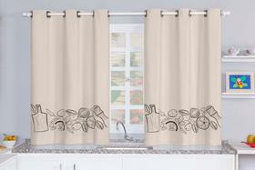 Cortina Para Janela De Cozinha (Blackout Veda Luz Estampada) 2,20(larg) X 1,30(Alt) - Palha