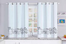 Cortina para Janela de Cozinha (Blackout Veda Luz) Estampada 2,20 X 1,30 - Branco