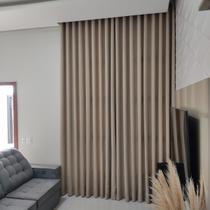 Cortina Para Janela E Porta Voil Gaze De Linho Com Forro Blackout Para Janela Quarto Sala 5,00x4,35