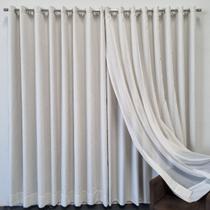 Cortina Para Janela/Porta De Voil Linho Com Forro Blecaute 100% Corta Luz Tecido 4,00x2,60