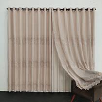 Cortina Para Janela Voil Bordado Com forro Microfibra 4,00x2,30 Para Varão Cortina Para Janela Voil Bordado Com forro Microfibra 4,00x2,30 Para Varão