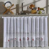 Cortina Para Pia Balcão Cozinha 2,00mx80cm Café Bule Branca