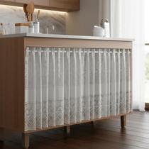 Cortina para Pia Balcão de Cozinha Armário em Renda Tulipa 0,80x1,50m Branca Delicada 100 Poliéster