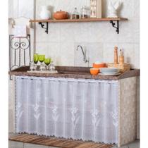 Cortina para Pia de Cozinha de Renda 1,30m x 70cm Cortina para Pia de Cozinha de Renda 1,30m x 70cm