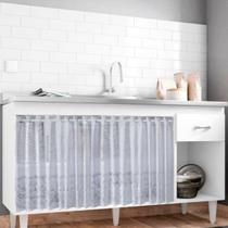 Cortina para Pia de Cozinha em Renda 1,50x0,80m Branca 100% Poliéster