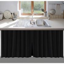 Cortina Para Pia de Cozinha Preta 1,38x0,80m Cortina Para Pia de Cozinha Preta 1,38x0,80m