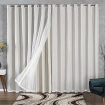 Cortina Para Porta 3 Metros Blackout Com Voil Sala 3,00x2,70