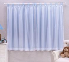 cortina para quarto bebê fundo azul com voal branco cortina para quarto bebê fundo azul com voal branco