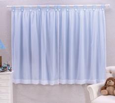 cortina para quarto bebê fundo azul com voal branco