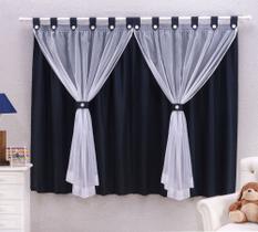Cortina para quarto bebê fundo marinho com voal branco Cortina para quarto bebê fundo marinho com voal branco
